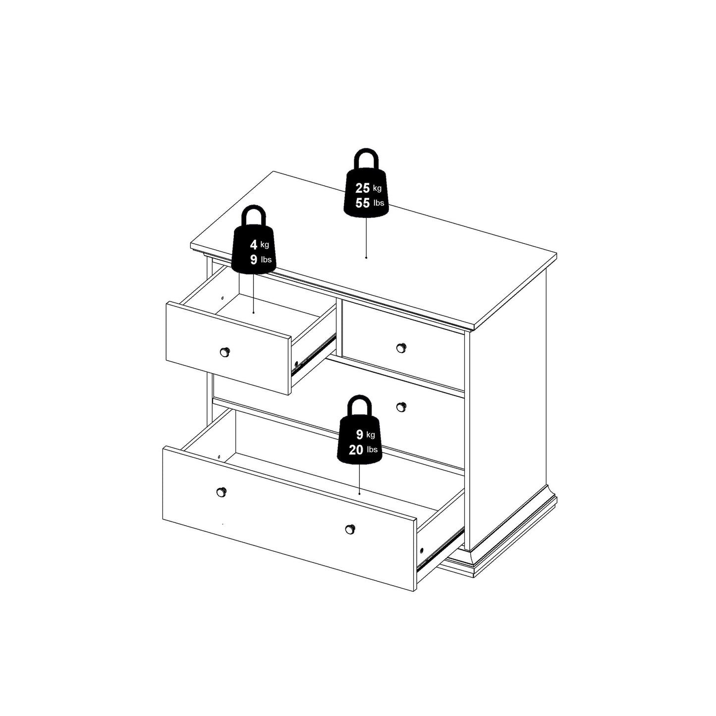 Osaka Farmhouse White Wooden Chest of 4 Drawers