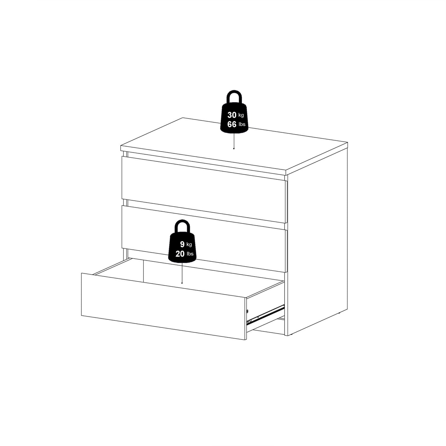 Budapest Matt Black Wooden Chest 3 Drawers