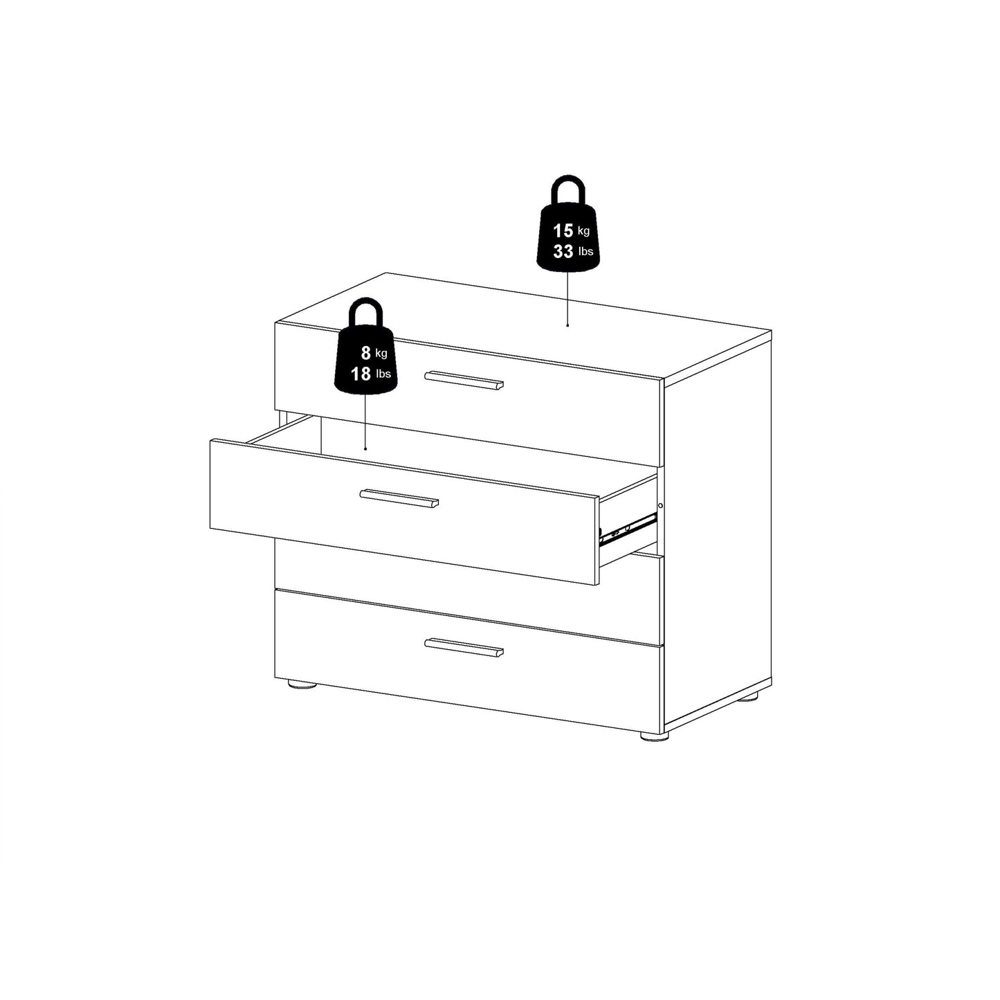 Daejeon Natural Oak Effect Wood Chest 4 Drawers
