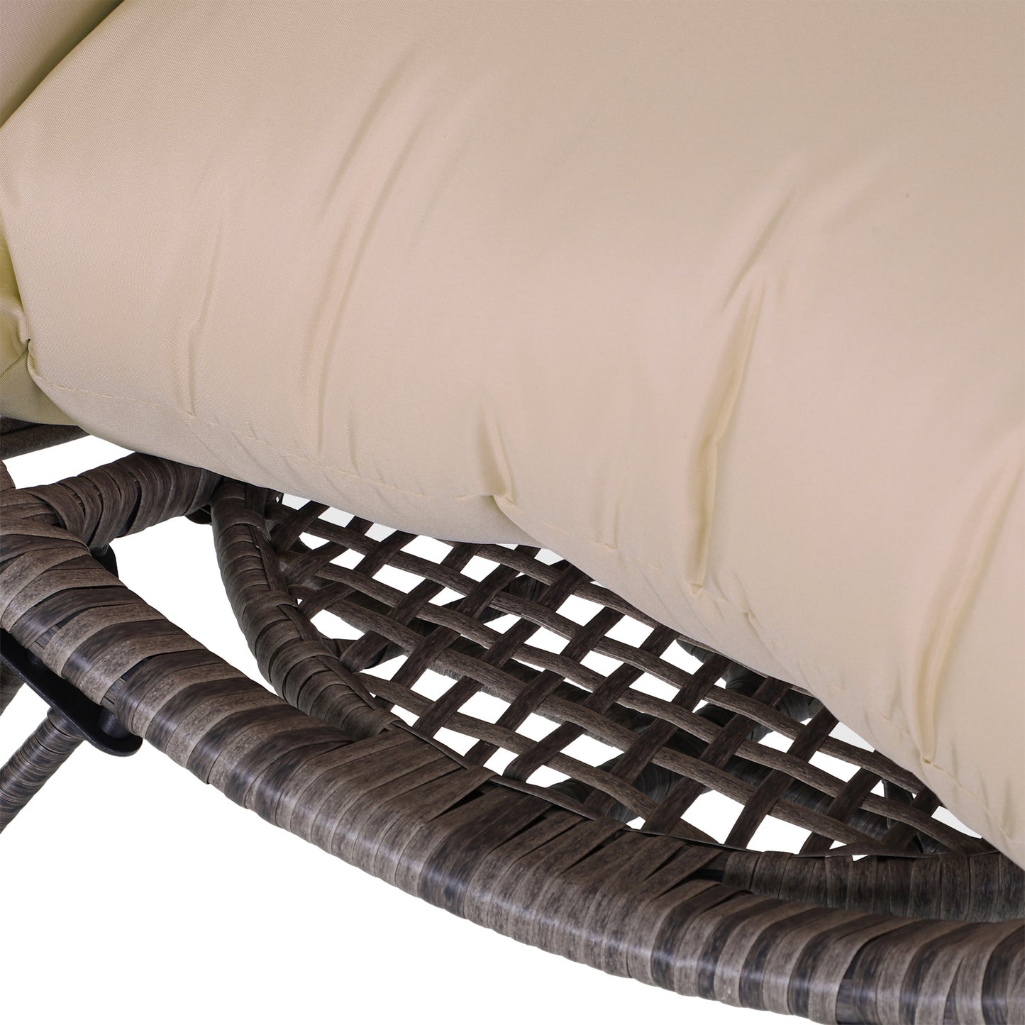 Elpale Grey Rattan Teardrop Egg Chair With Cream Cushion
