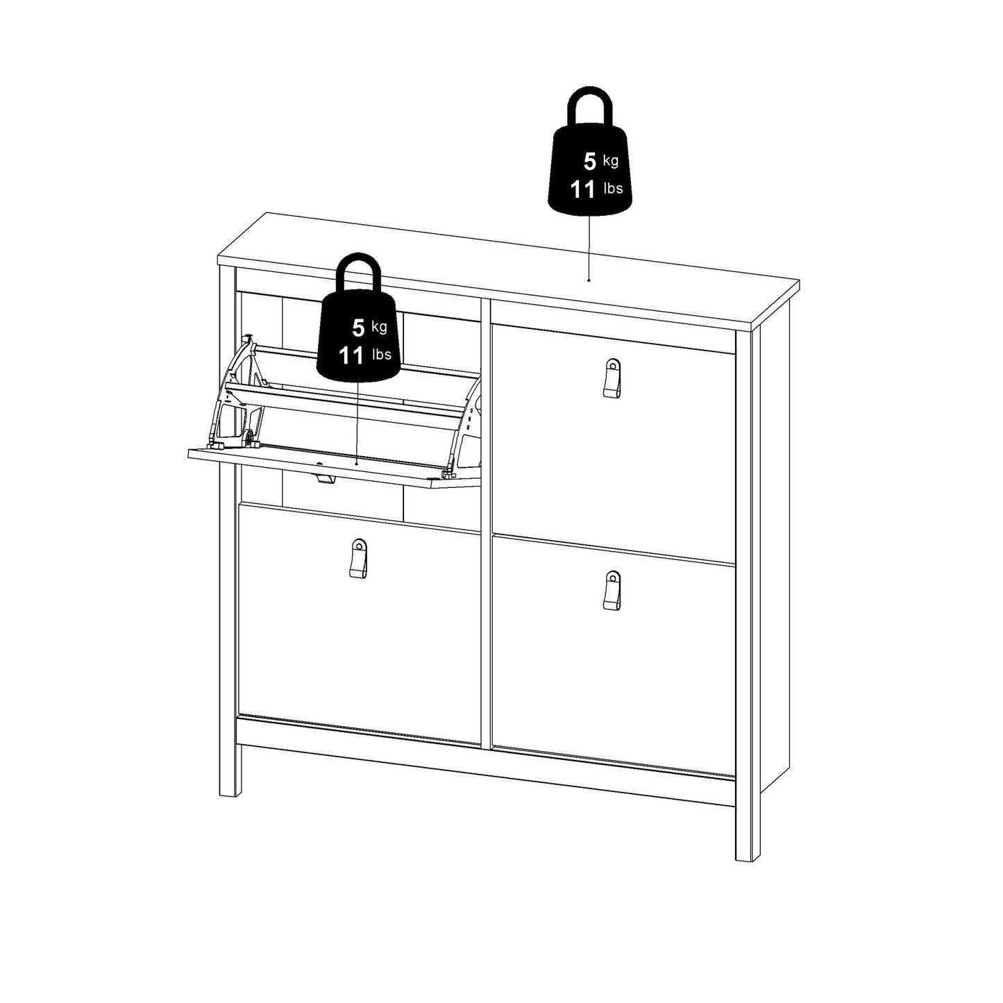 Gossmere Matt Black Shoe Cabinet 4 Doors