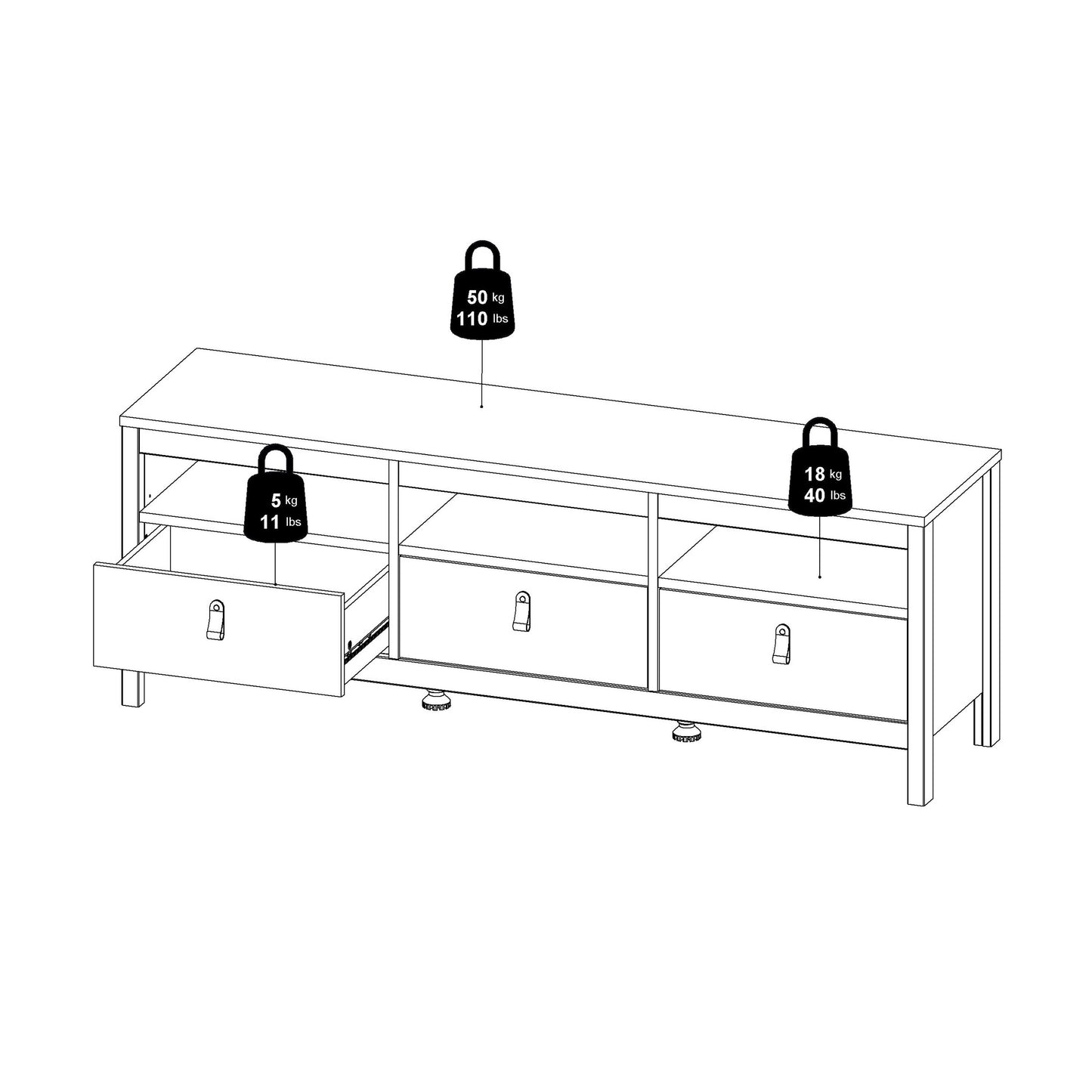 Gossmere Natural Cashmere TV Unit 3 Drawers