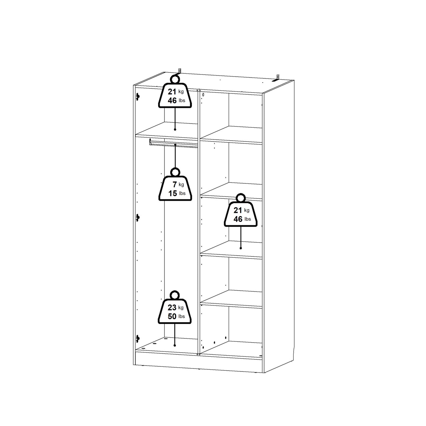 Cherryfern White Wooden Wardrobe 2 Frame Doors