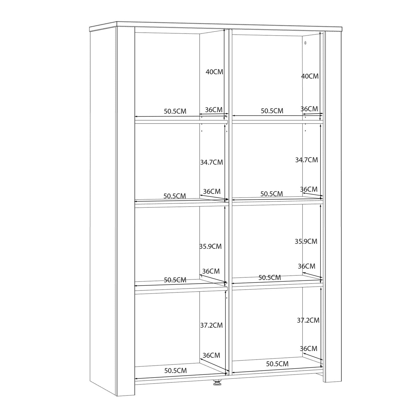 Bramblecroft White and Natural Oak Wood Display Cabinet 2 Doors