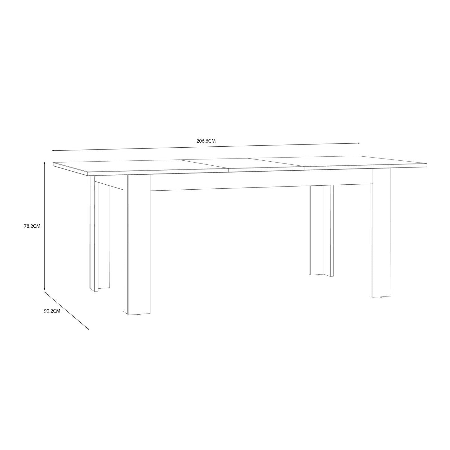 Bramblecroft White and Natural Oak Wood Extending Dining Table
