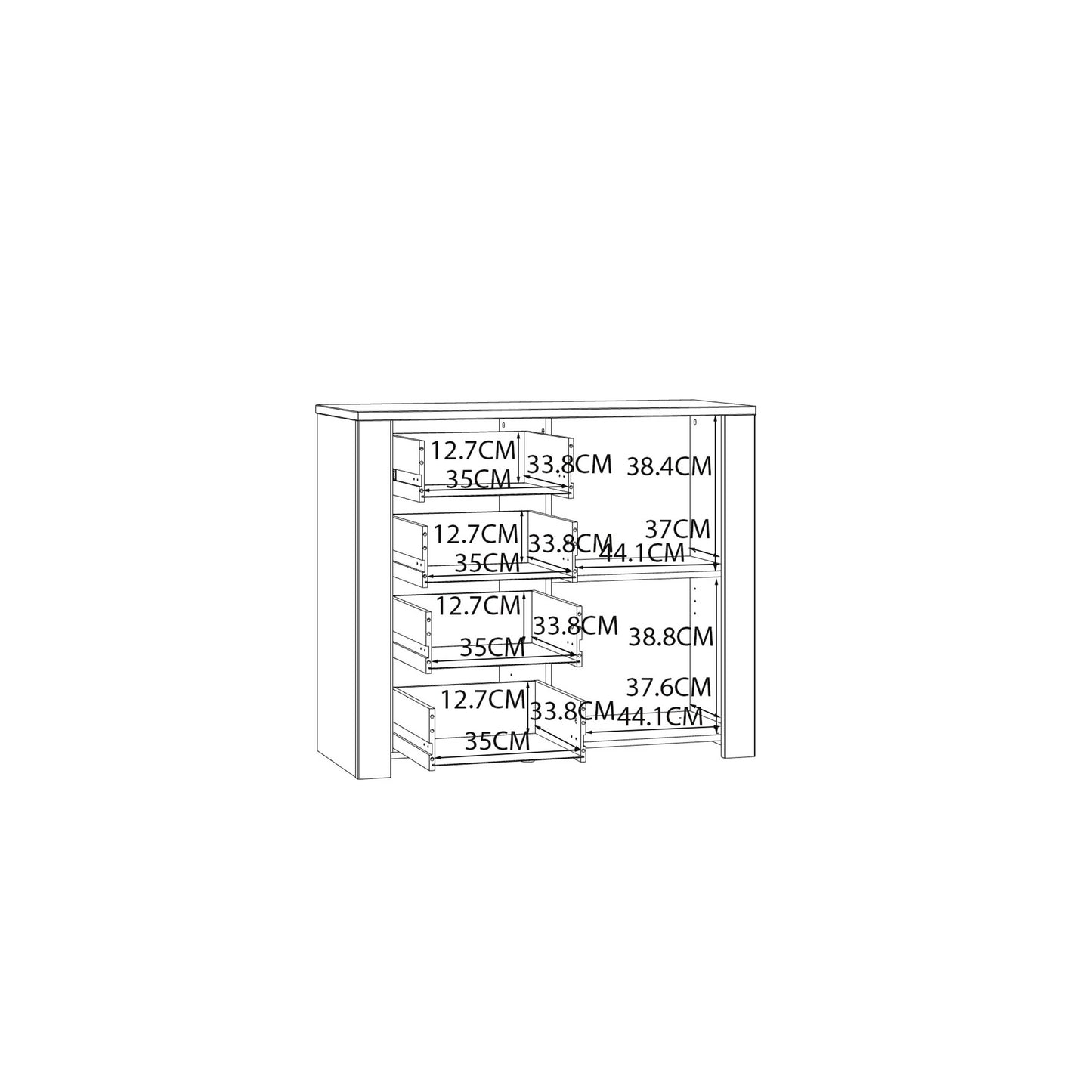 Salzburg 1 Door 4 Drawer Chest in White and Natural Oak