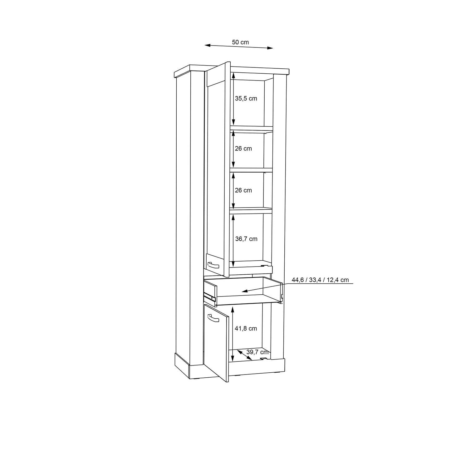 Coppermere Artisan Oak Effect Tall Display Cabinet 2 Doors 1 Drawer