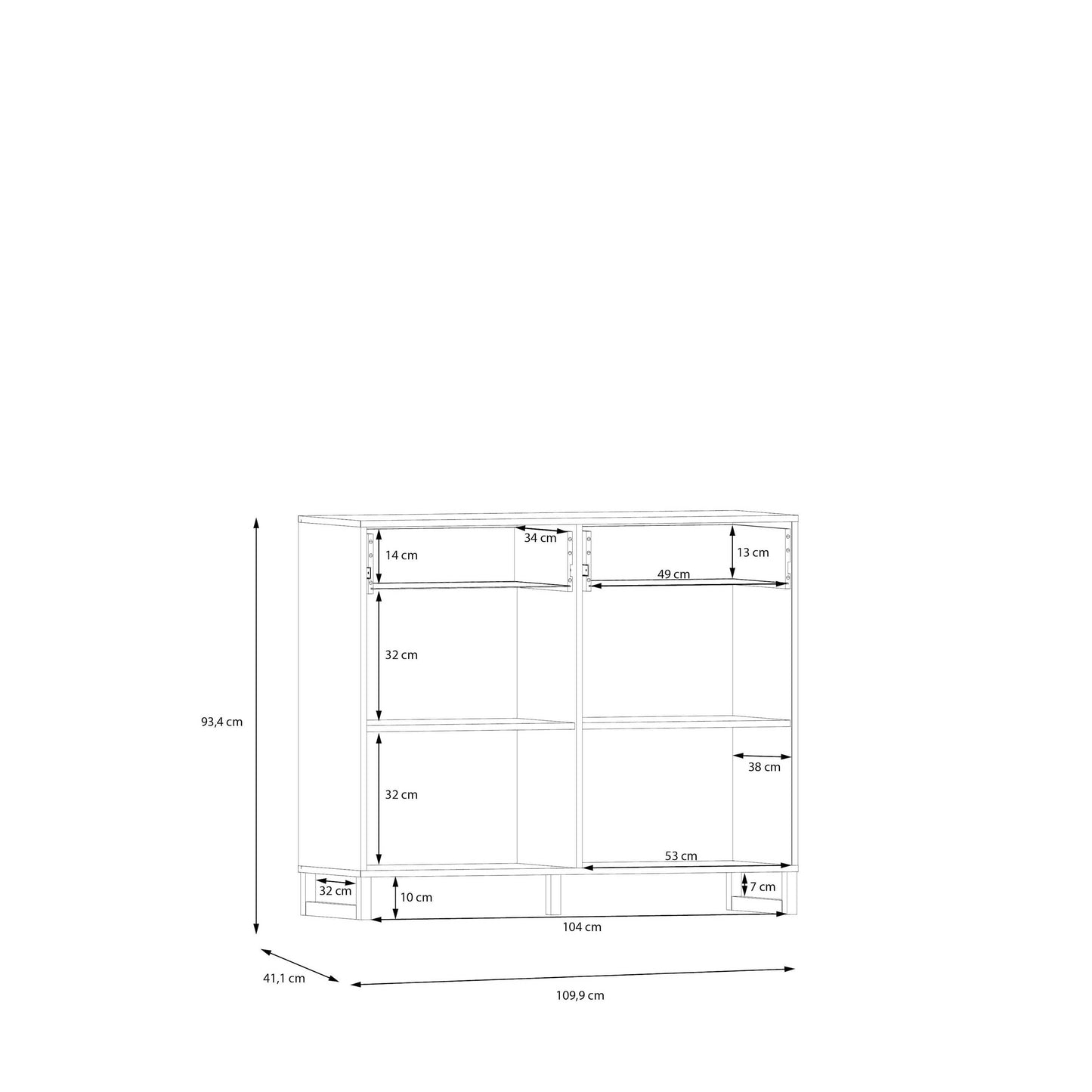 Innsbruck Sage Green Wooden 2 Door 2 Drawer Storage Chest