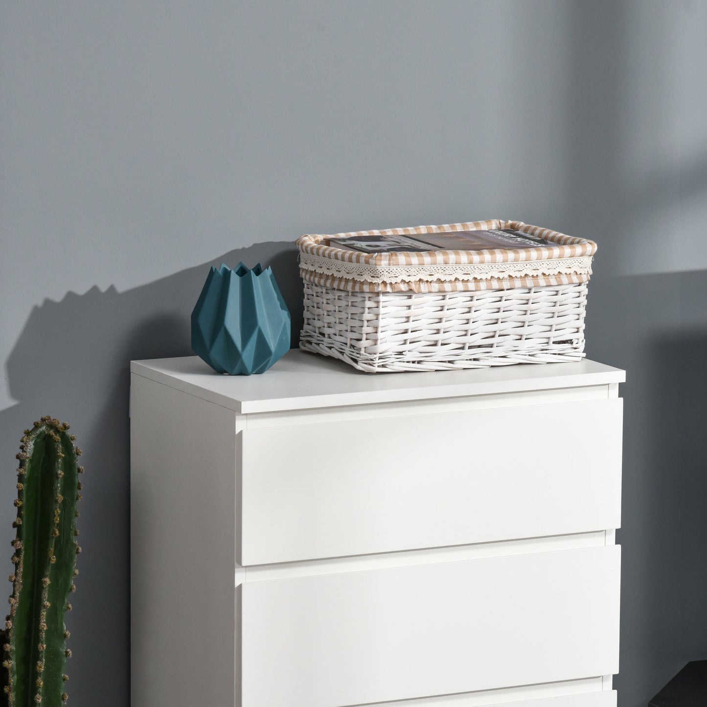 Else Wooden White 5 Drawer Storage Tower Chest