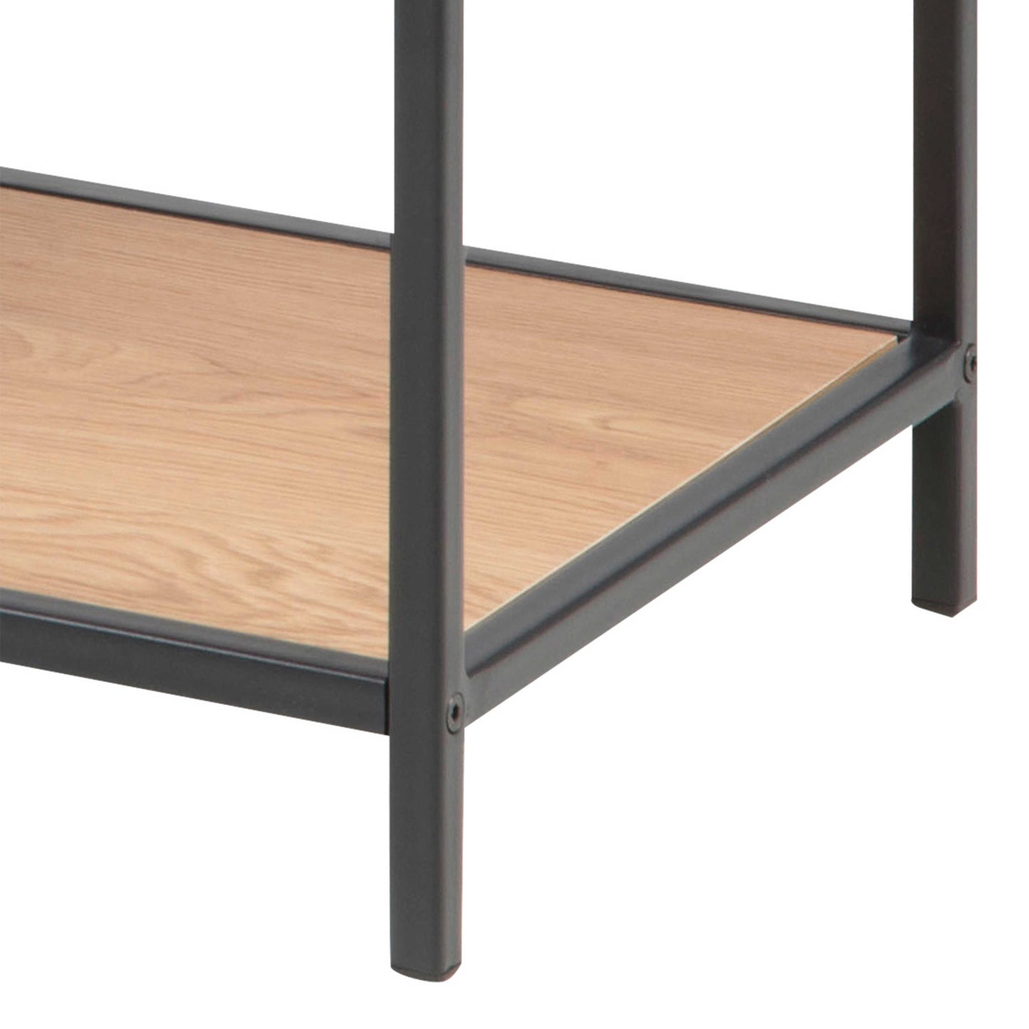 El Paso Wide Black Metal and Wild Oak Veneer Bookcase 4 Shelves