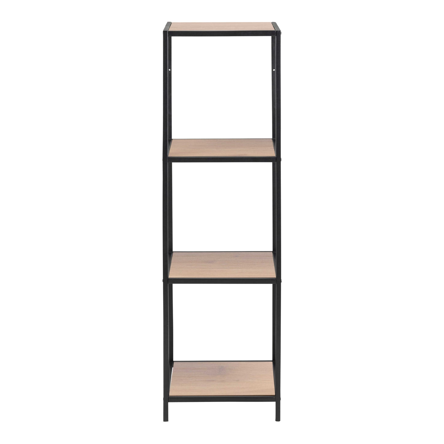 El Paso Narrow Black Metal and Wild Oak Veneer Bookcase 3 Shelves