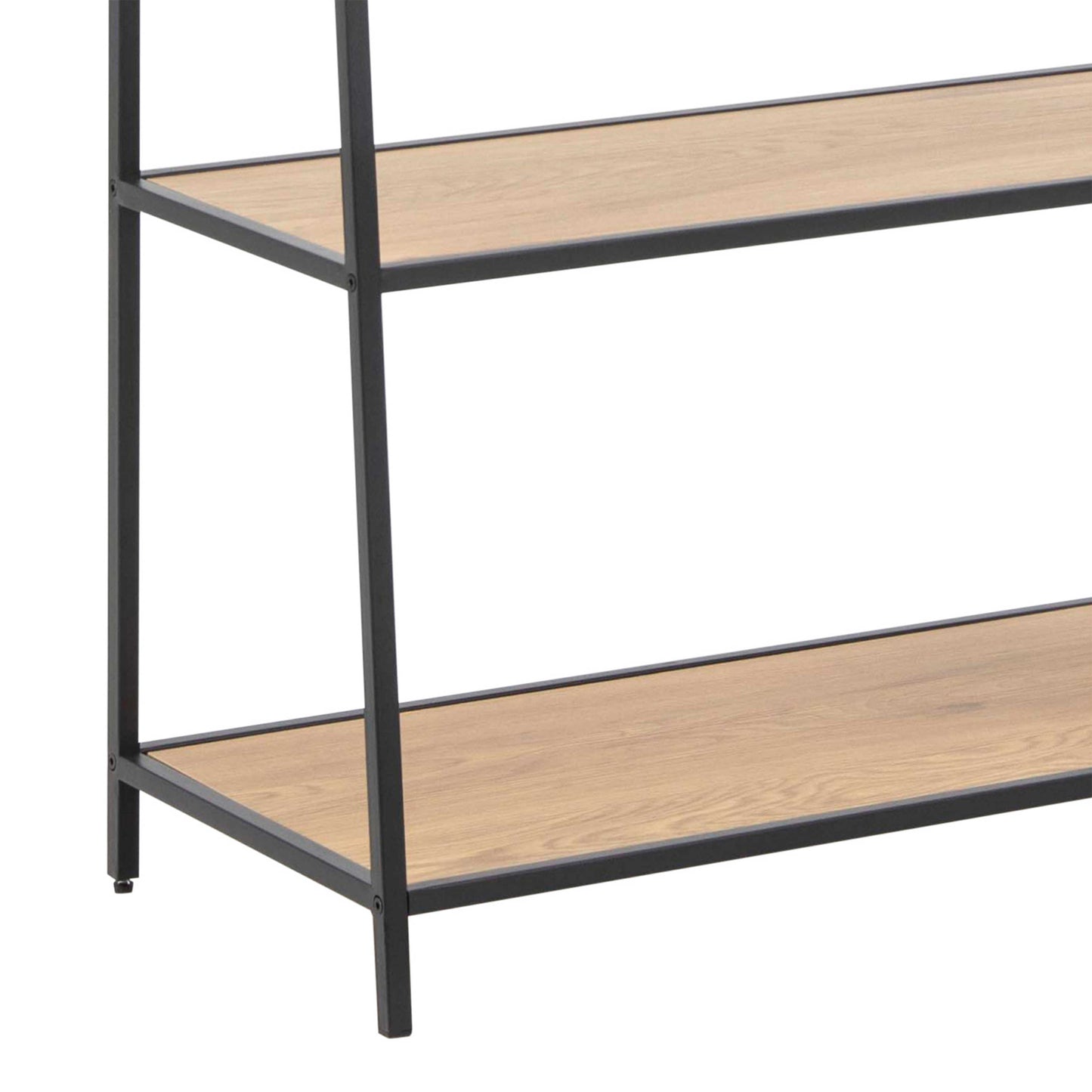 El Paso Black Metal Ladder Bookcase 5 Oak Veneer Shelves