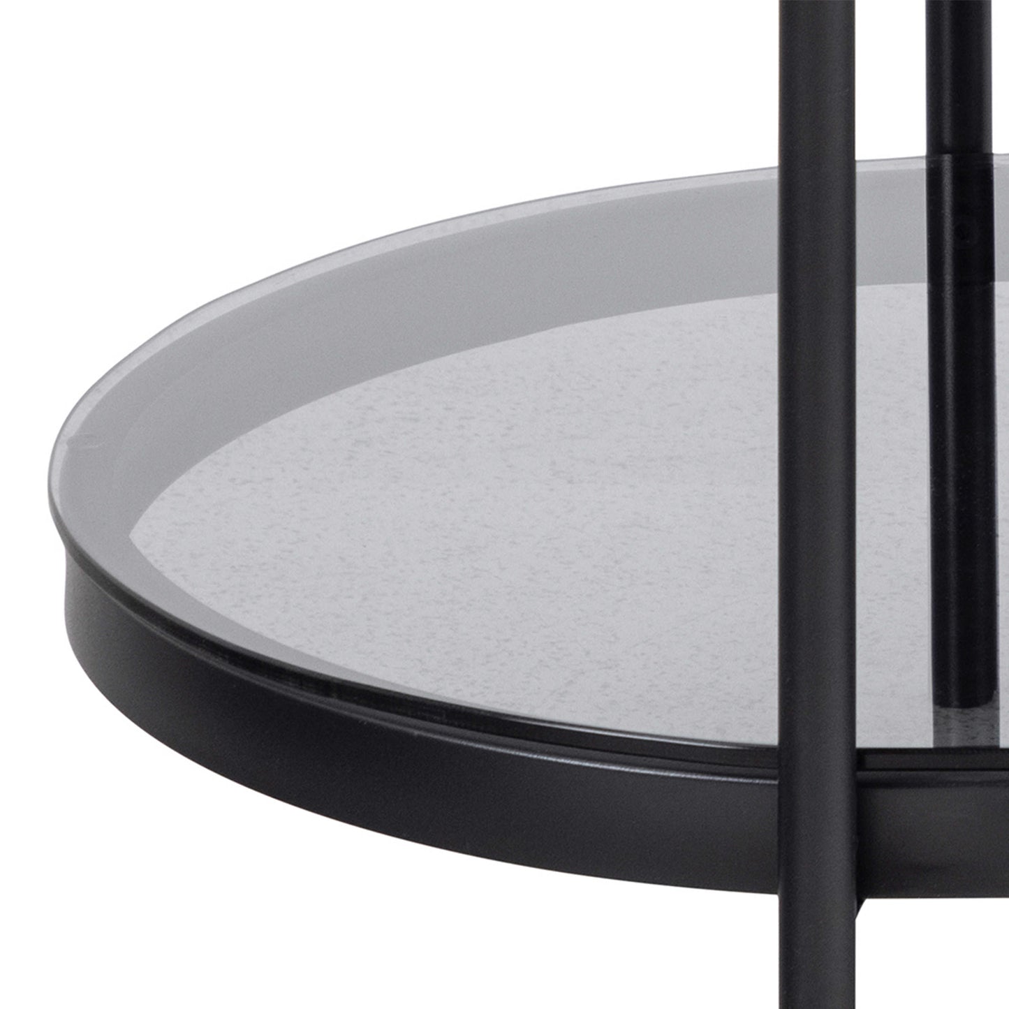 Featheroak Grey Glass Oval Coffee Table Black Metal Legs