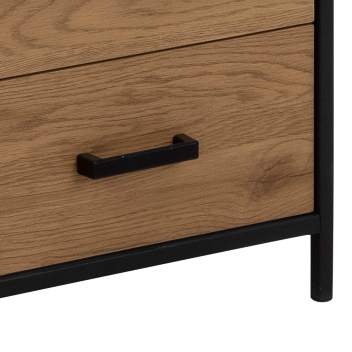 El Paso Black Metal and Wild Oak Veneer Bookcase 2 Drawers 3 Shelves