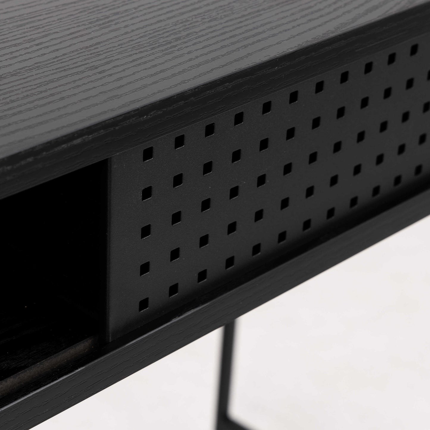 Cambridge Black Office Desk Sliding Mesh Door