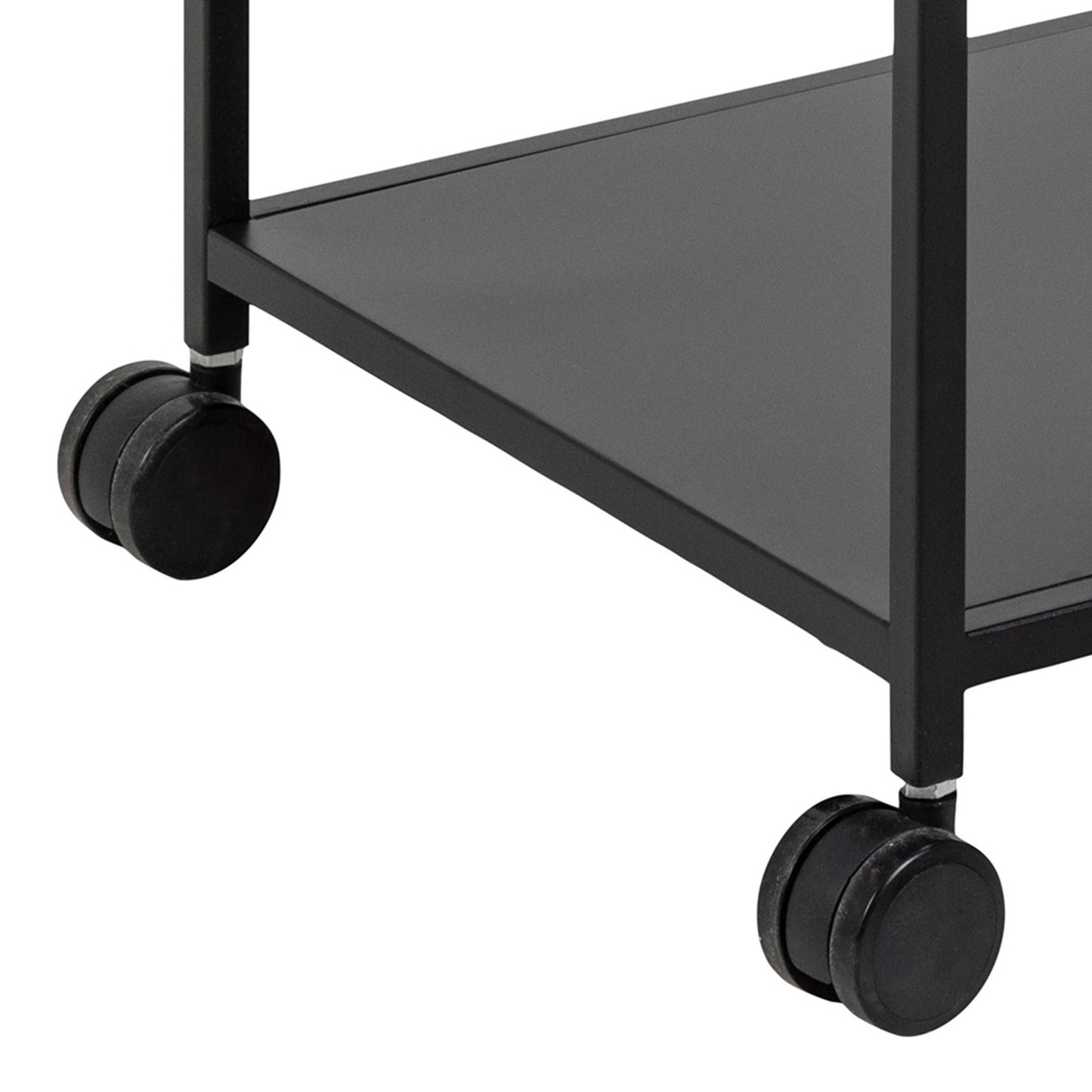 Graz Matt Black Metal Serving Trolley with Wheels