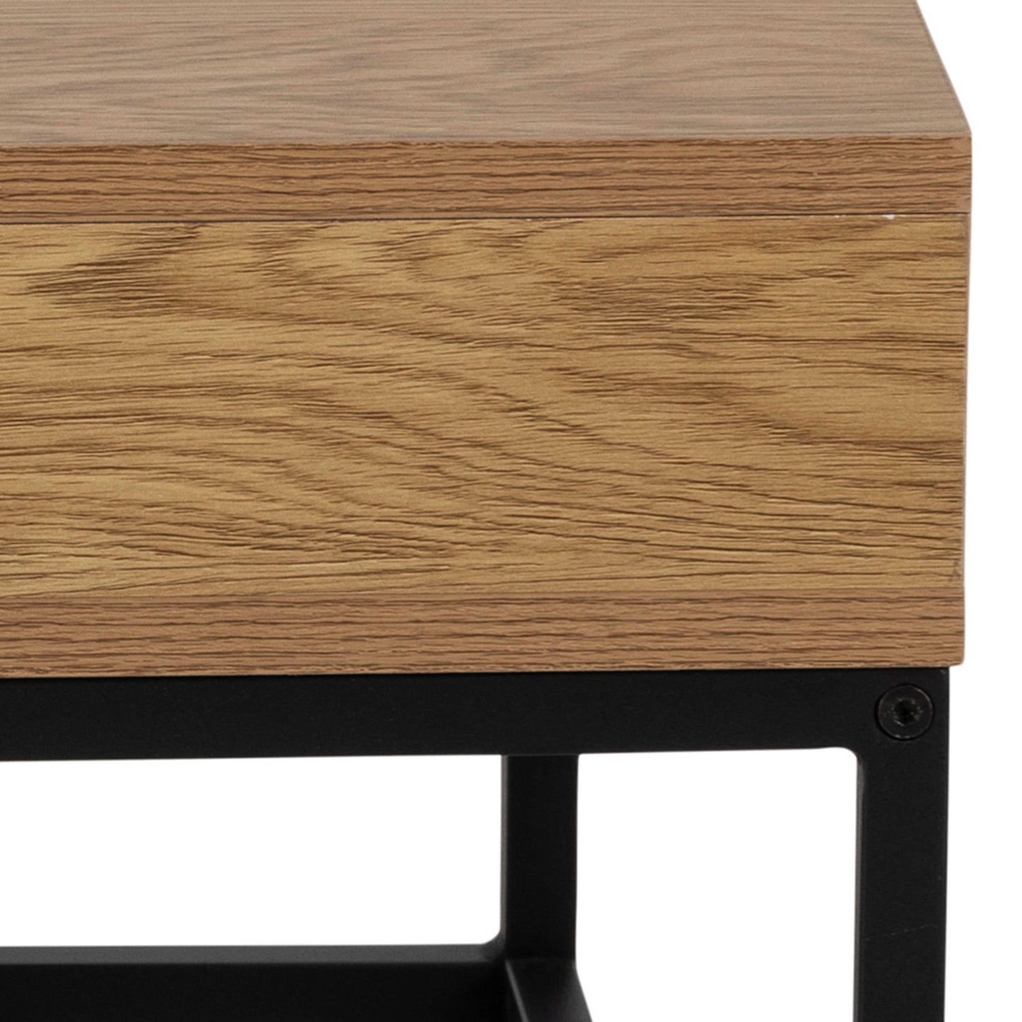 Pisa Square Wild Oak Effect Coffee Table Steel Base Open Storage
