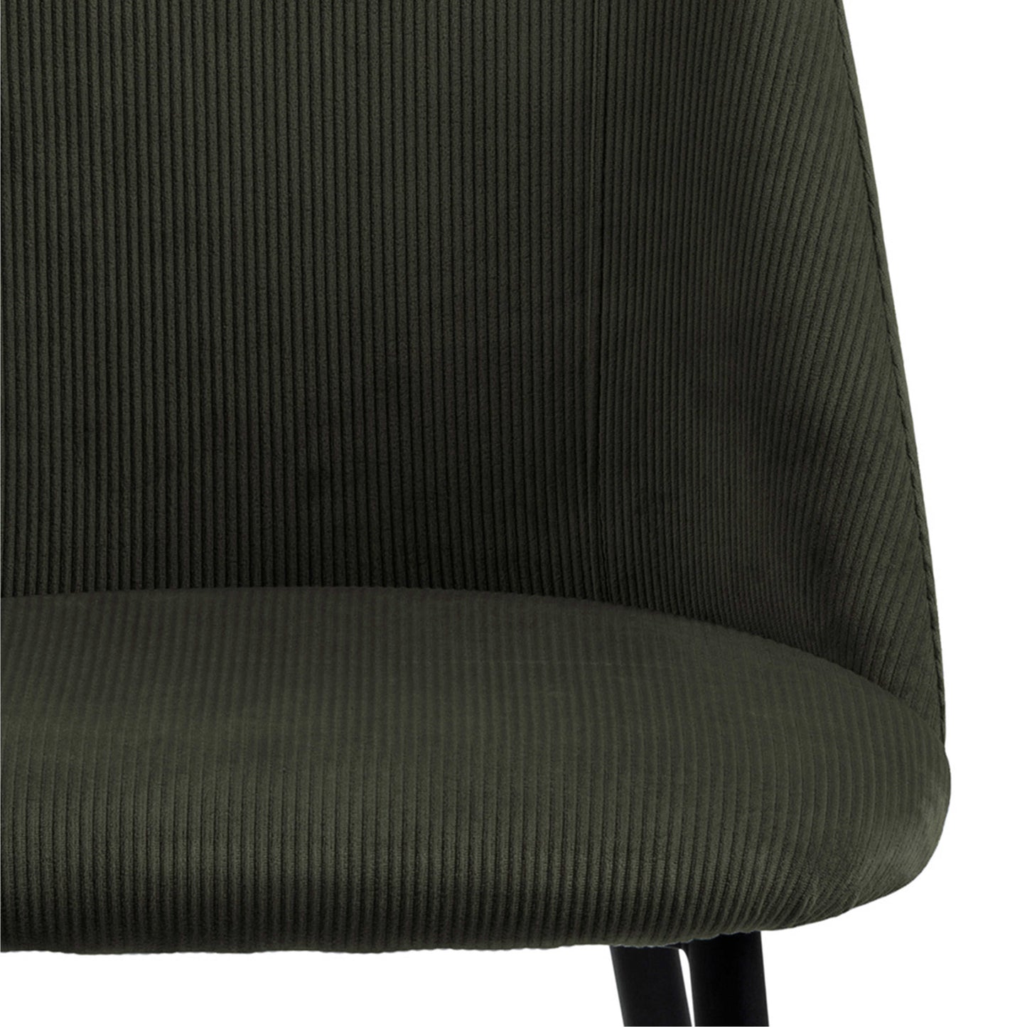 Set of 4 Svendborg Olive Green Upholstered Dining Chair Black Metal Legs