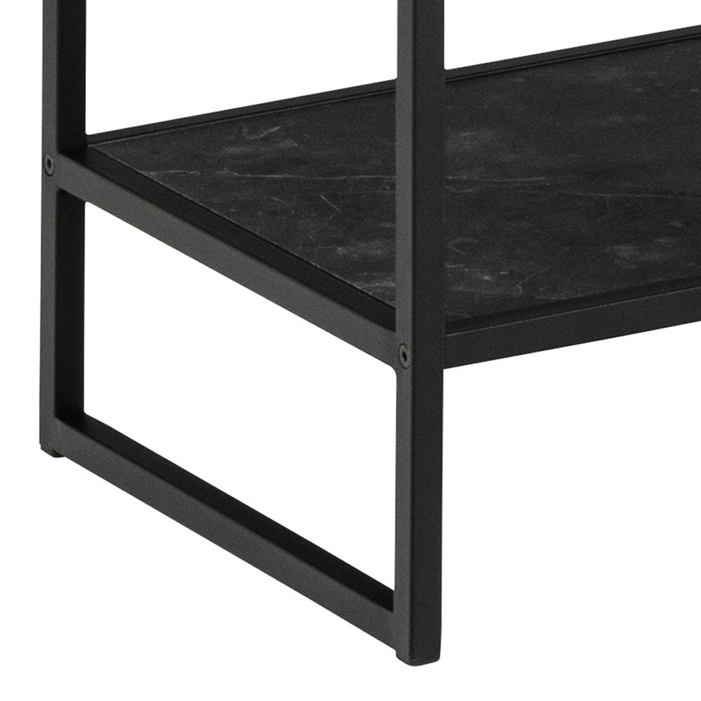 Porto Tall Modern Organic Black Metal Shelving Unit Stone Effect Shelves