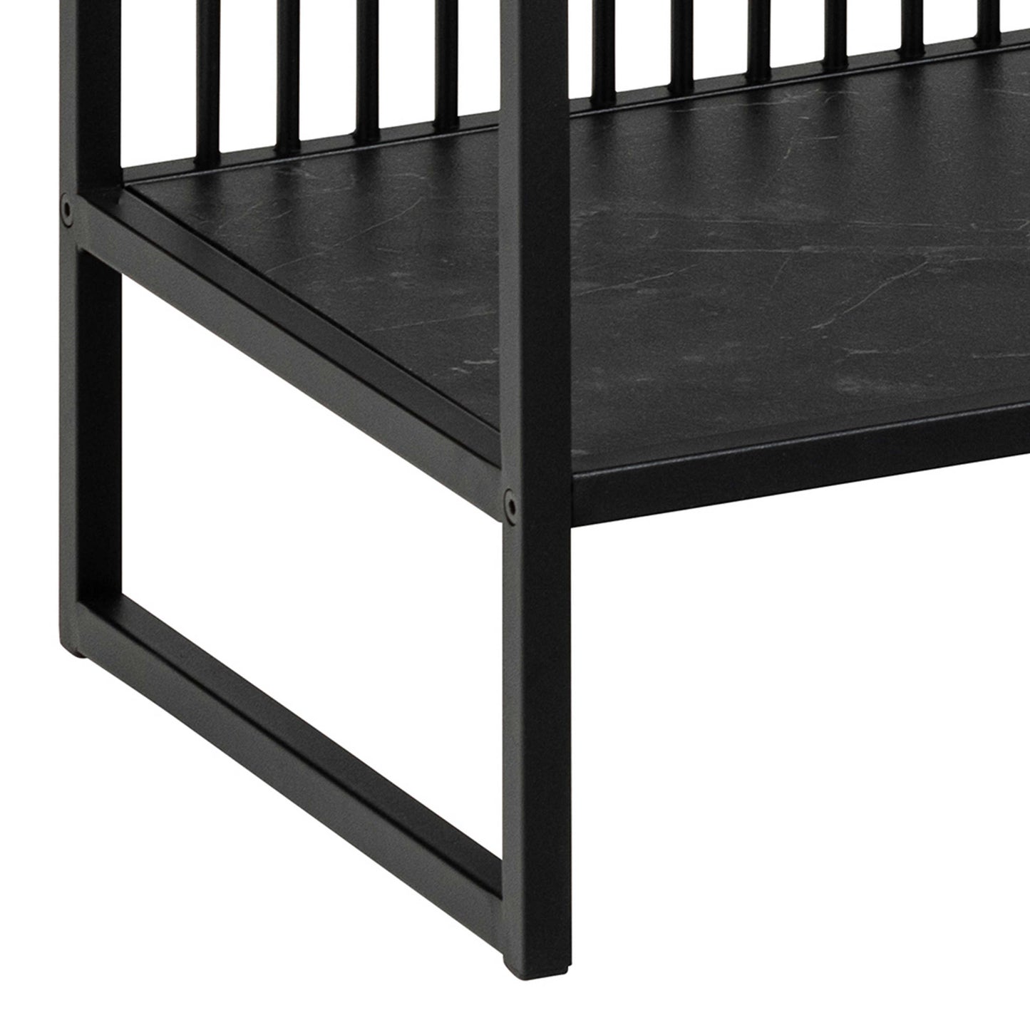 Porto Modern Black Metal Shelving Unit Stone Effect