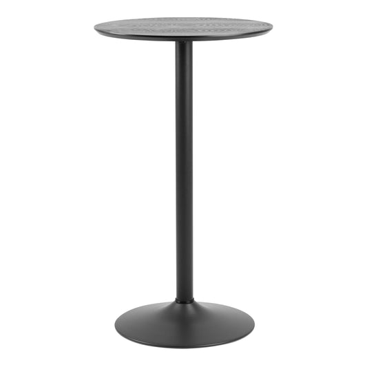 Aars Tall Black Marble Effect Round Bar Table Trumpet Base