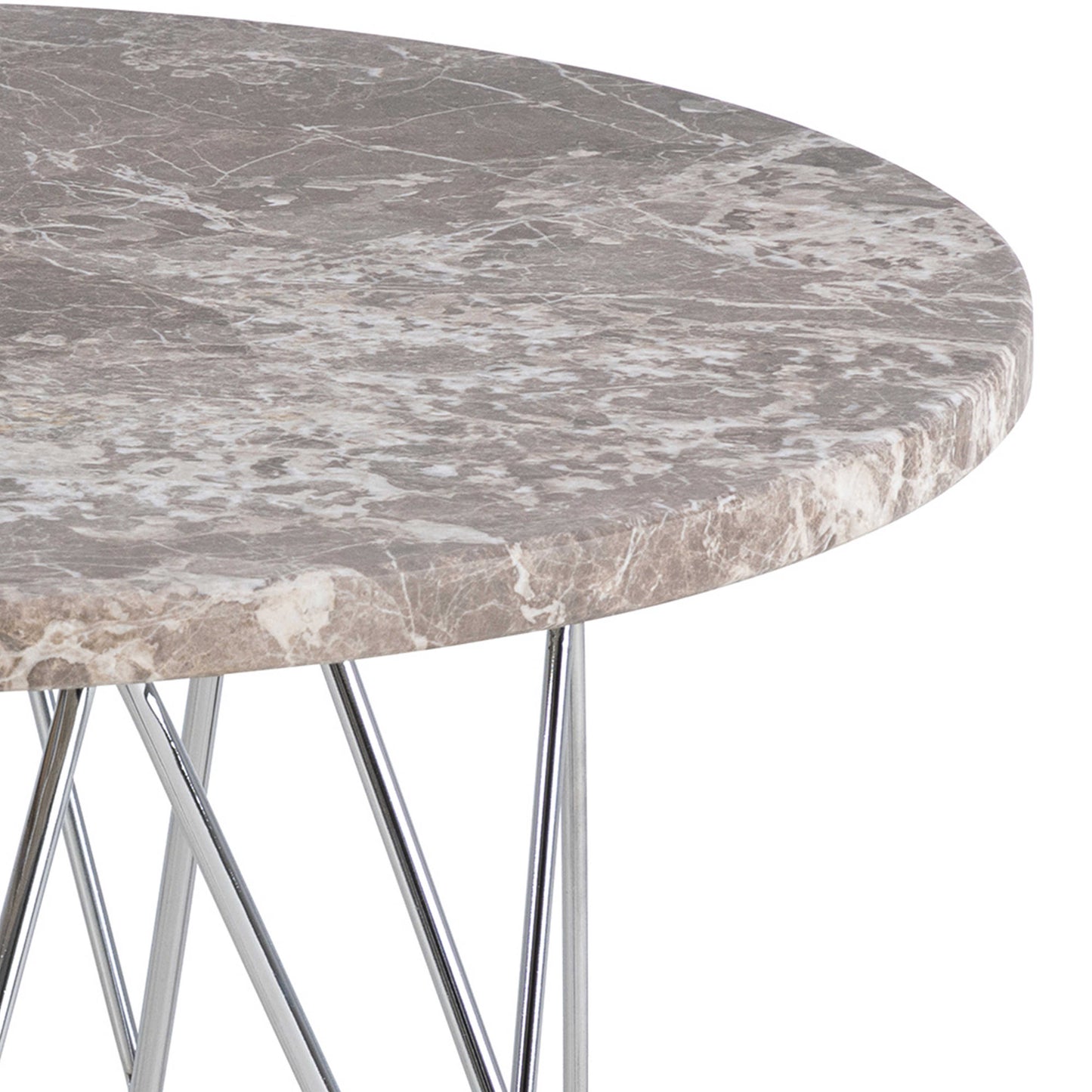 Alba Round Side Table Grey Brown Marble Top Metal Legs