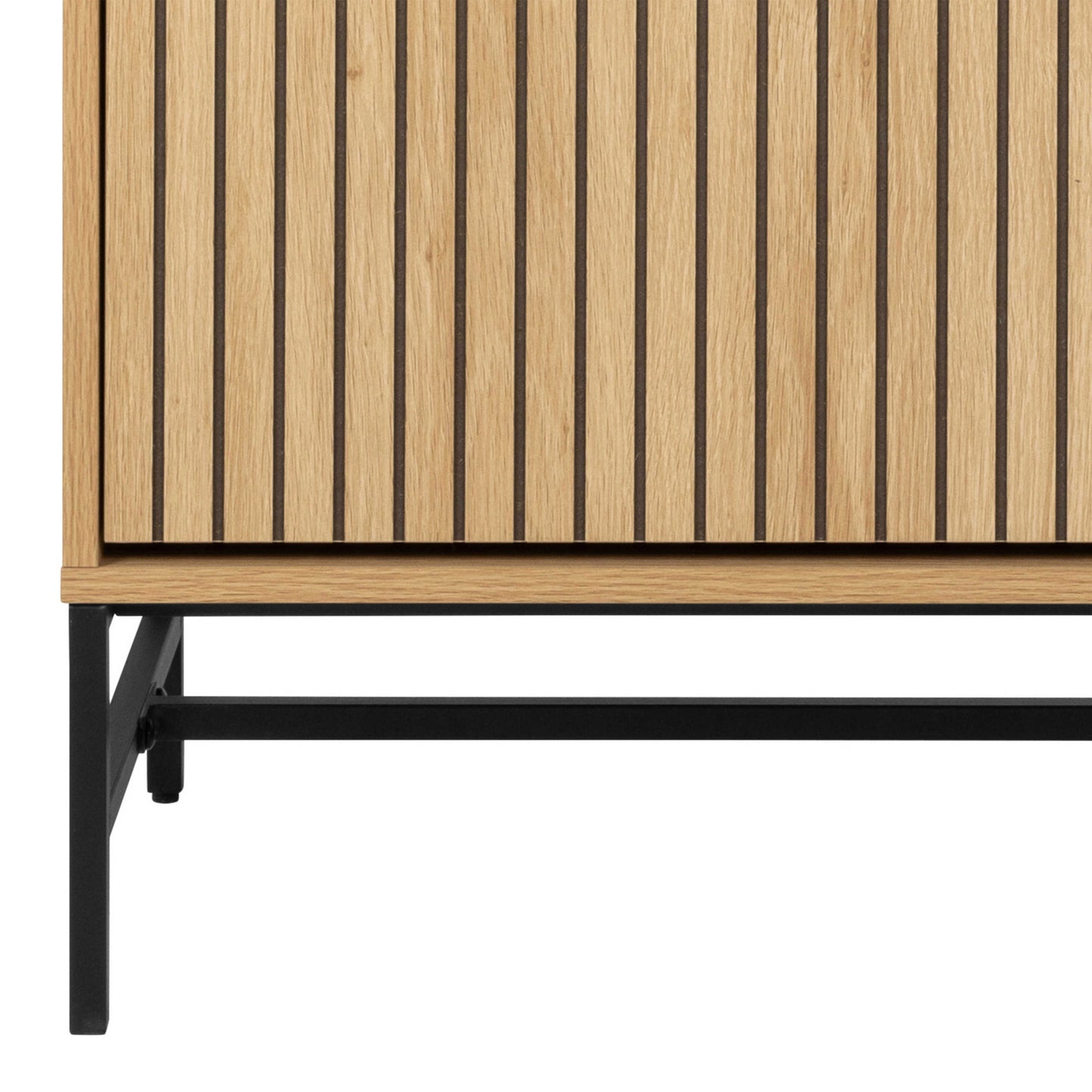 Bjork Natural Oak Wood and Black Panelled Shoe Cabinet 4 Doors