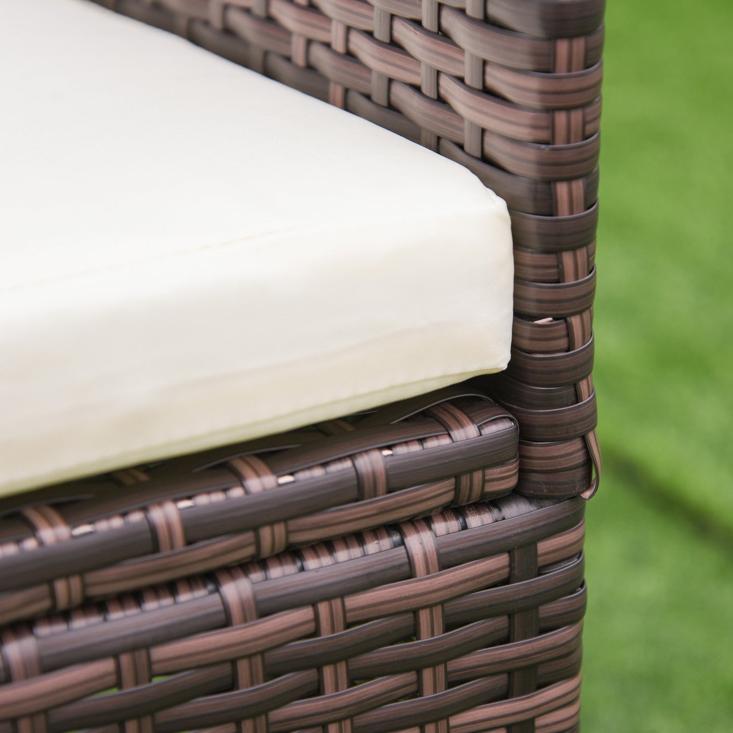 Kesase Set Of 2 Rattan Mixed Brown Garden Dining Chairs With Cushioned Seats