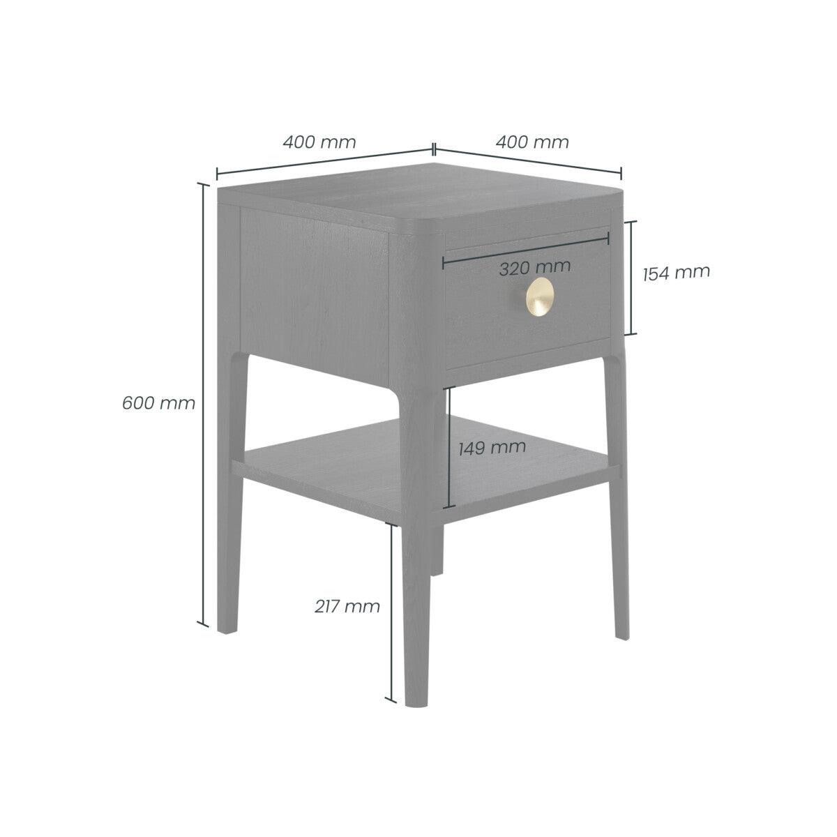 Paracatu Black Wood Grain One Drawer Bedside Table