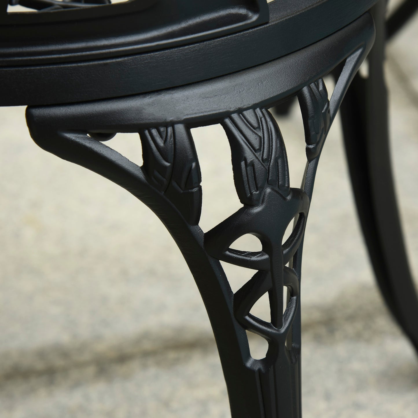 Malutte 3 Piece Aluminium Floral Bistro Garden Set In Black