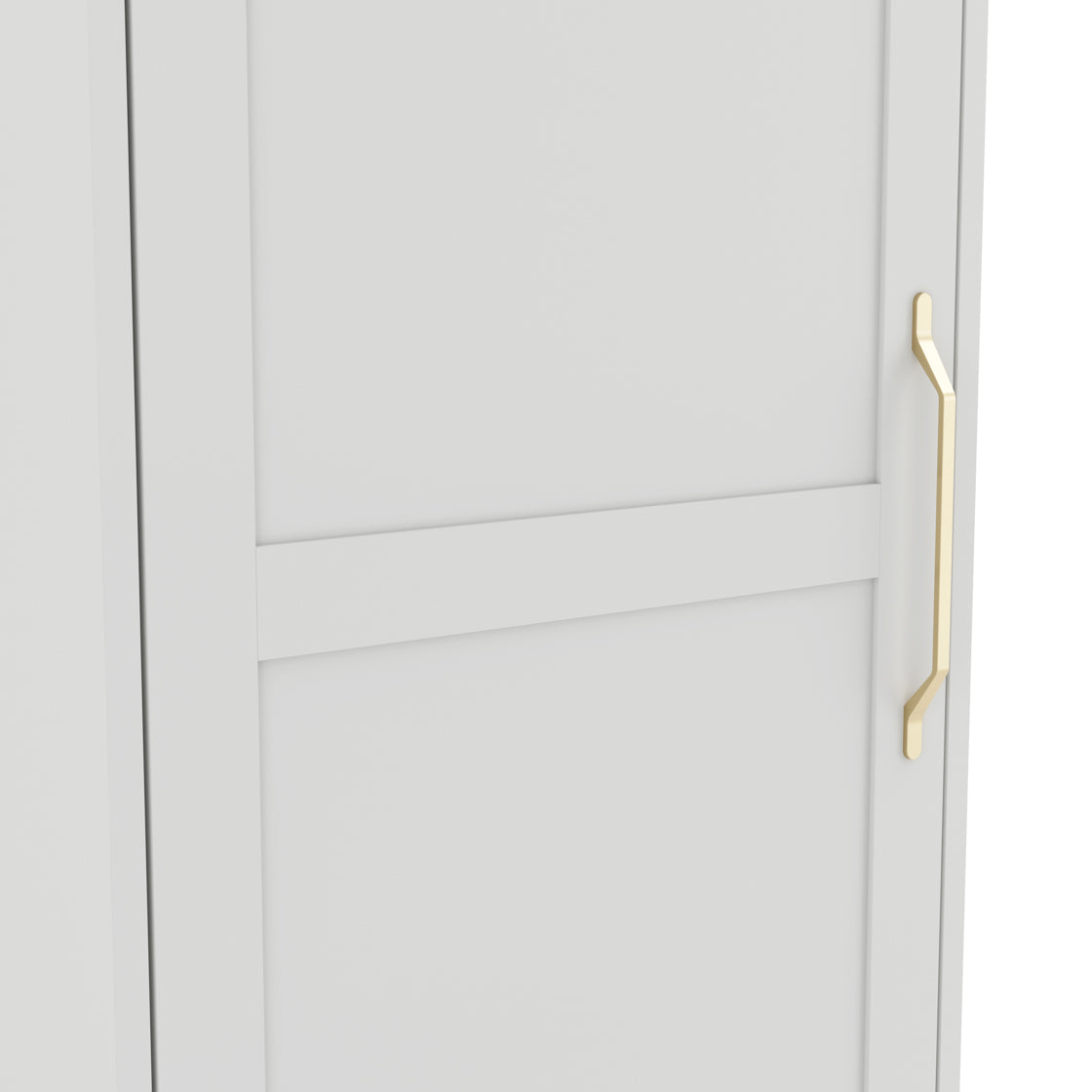 Kahs White Wooden 1 Door Storage Wardrobe Gold Handles