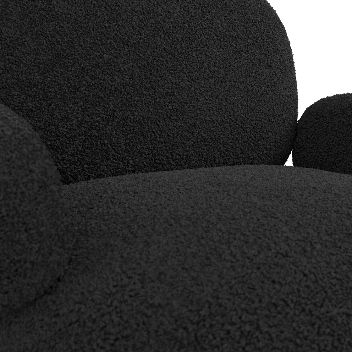 Tritta Curved Black Sherpa Boucle Chair Black Metal Legs