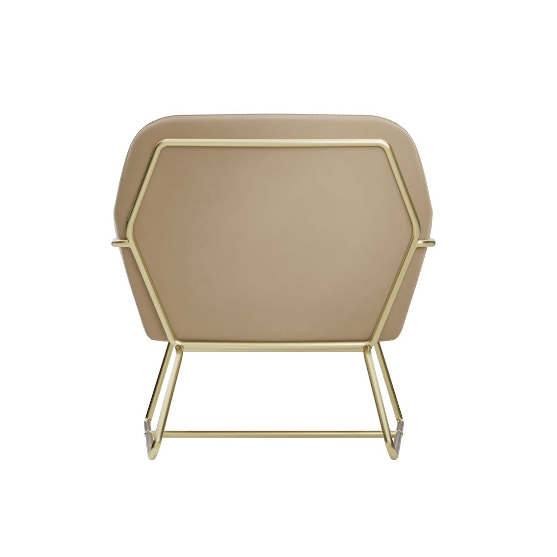 Marseille Beige Velvet Upholstered Armchair Gold Metal Legs