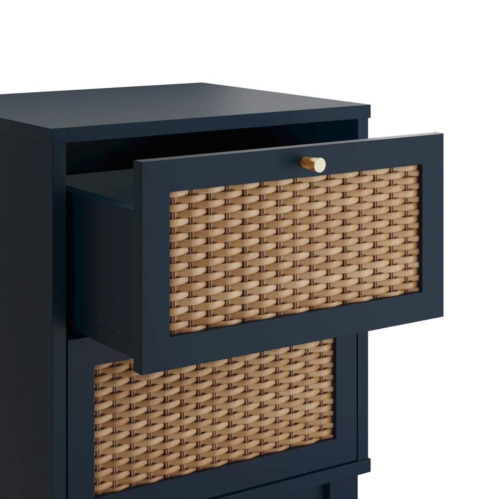 Waterford Blue Oak and Rattan Bedside Table 2 Drawers