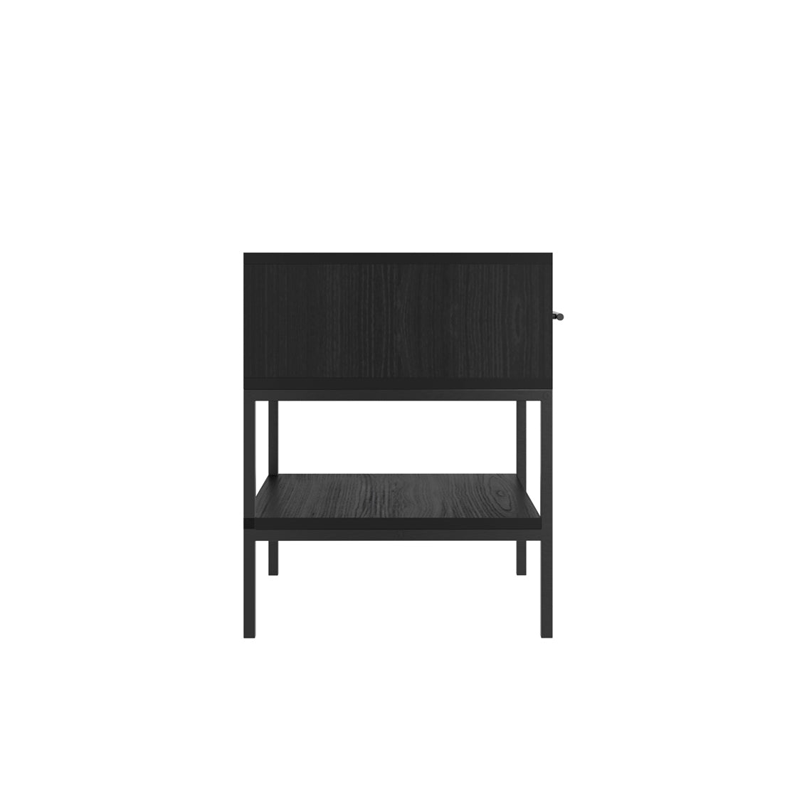 Katta Matt Black Wooden Bedside Table 1 Drawer Bottom Shelf