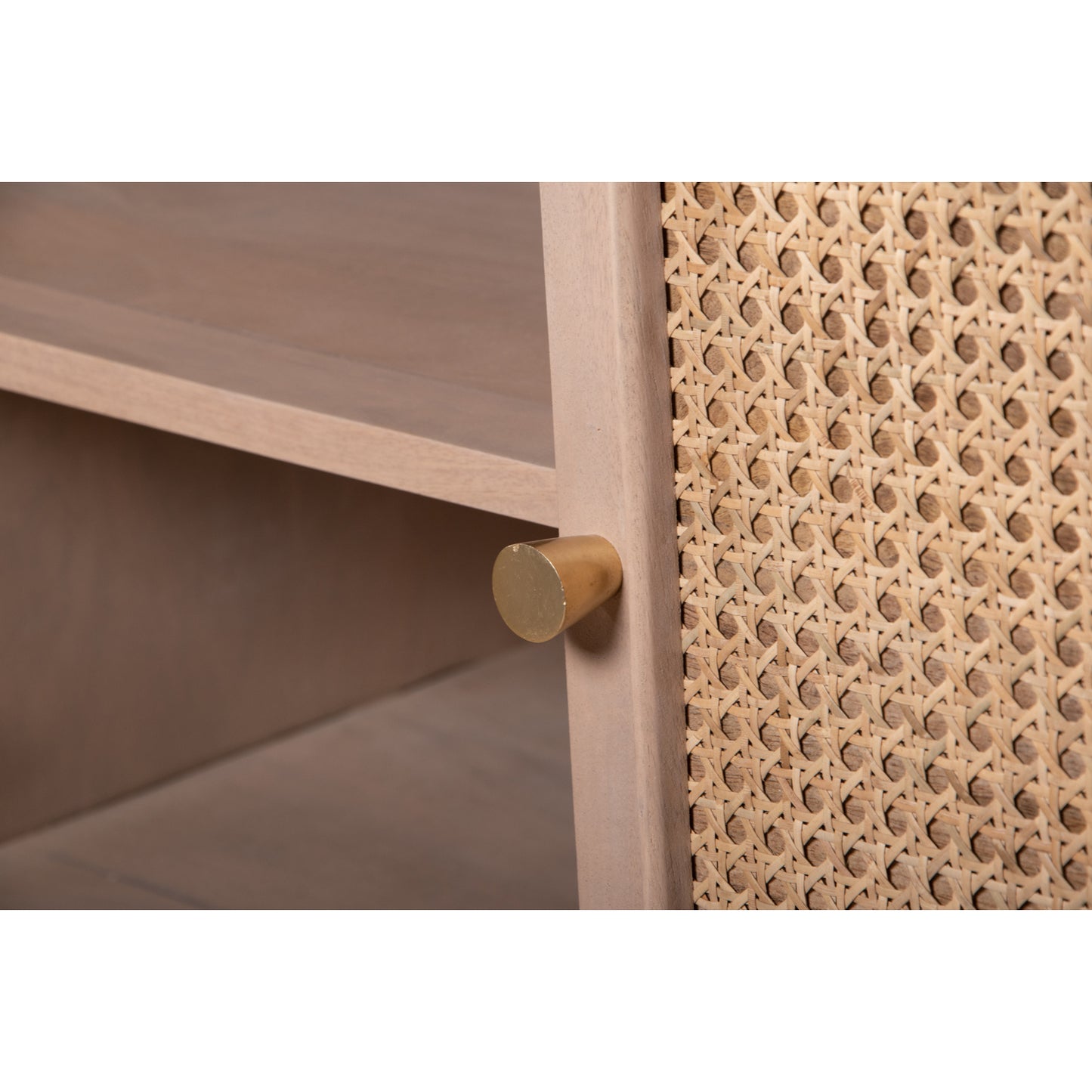 Chicago Cane Rattan and Natural Mango Wood 4 Doors Sideboard