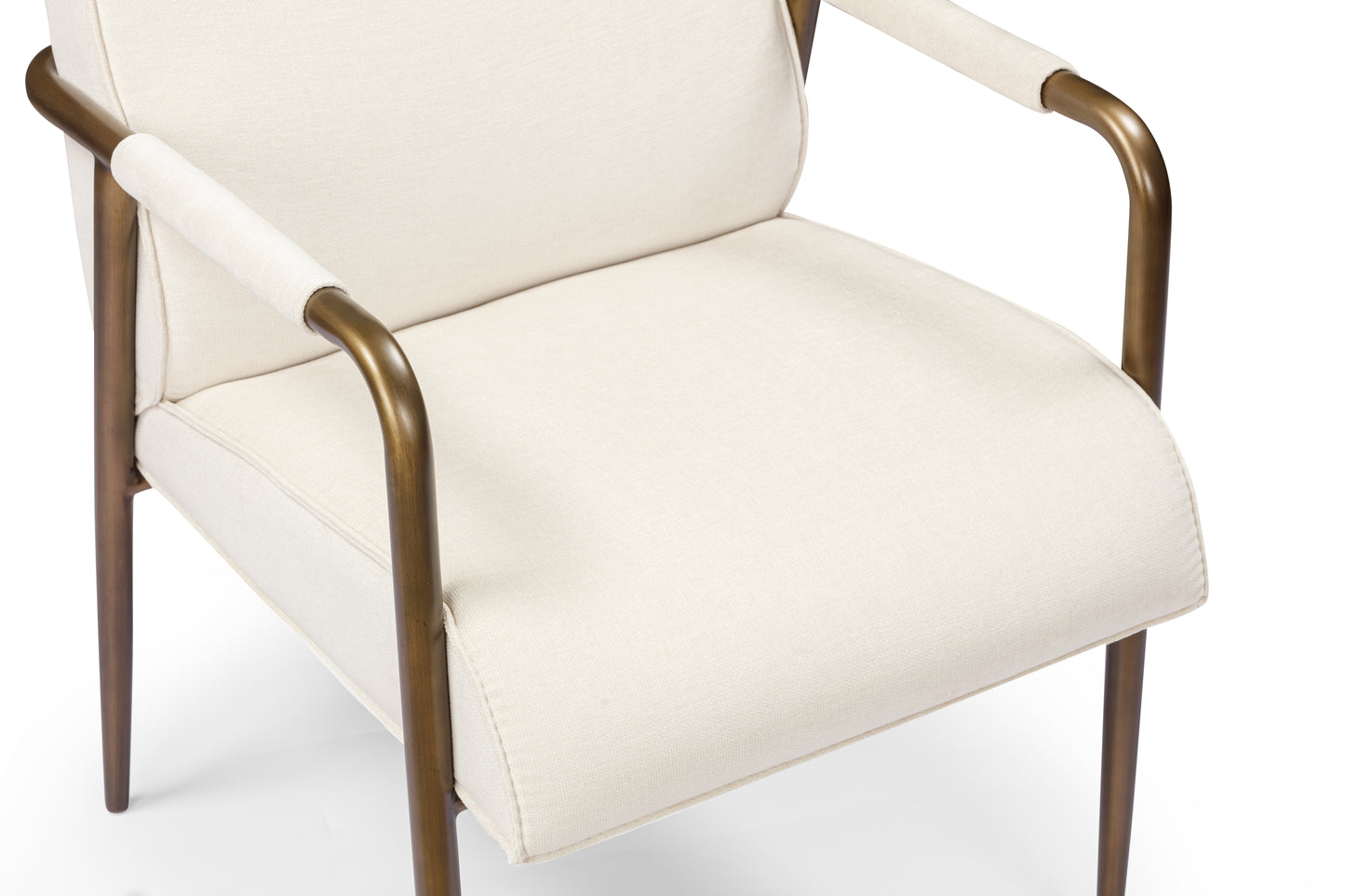 Luxemburg Upholstered Cream Velvet and Brass Armchair