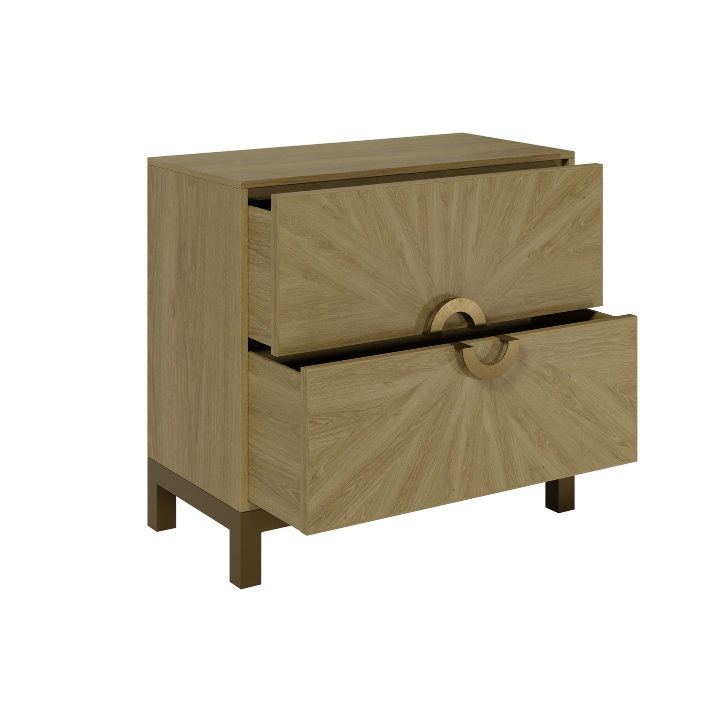 Mantova Natural Oak Sunburst Chest of 2 Drawers