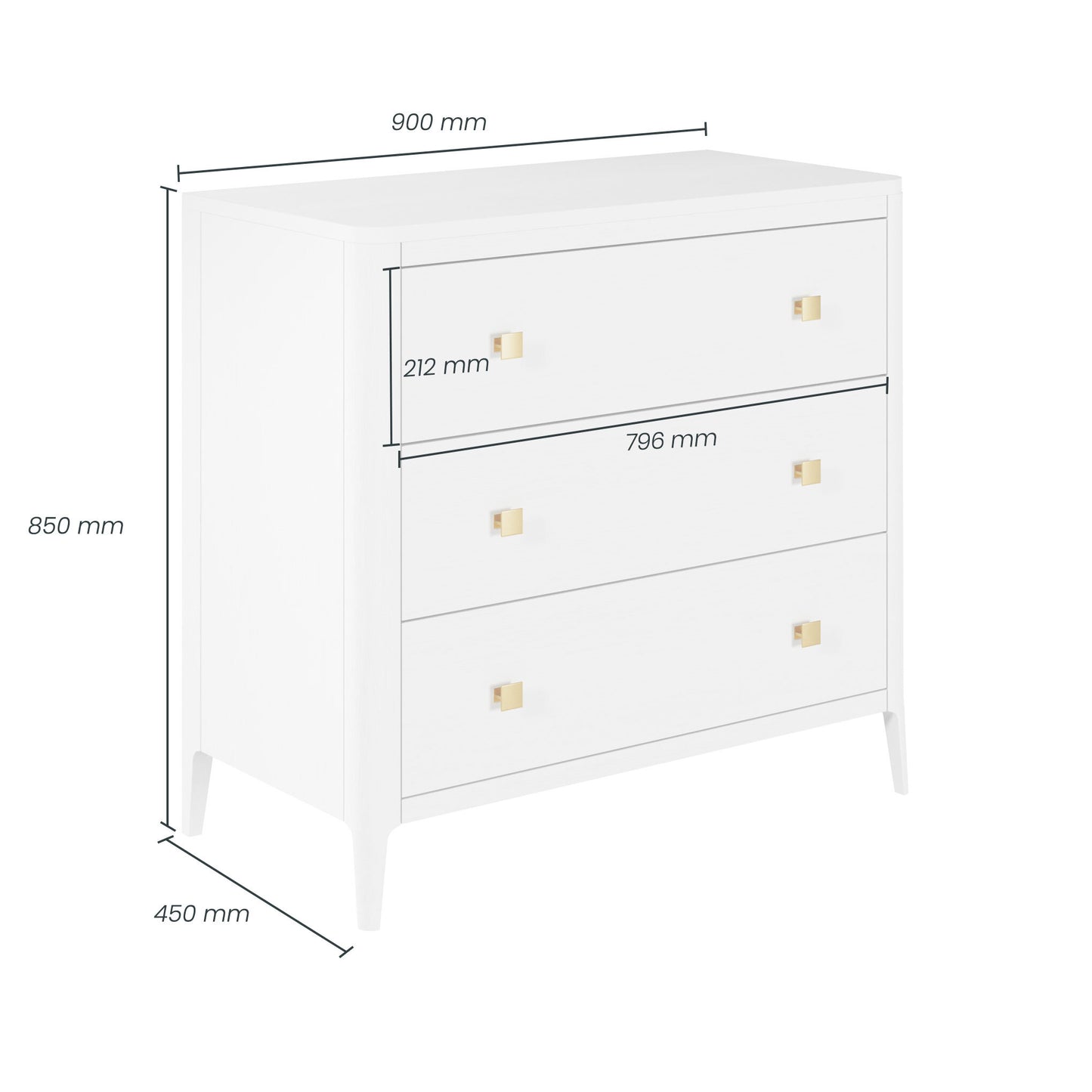Itacare White Wood Grain 3 Drawer Chest