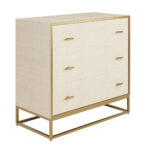 Belluno Ivory Shagreen and Antique Brass Chest of 3 Drawers