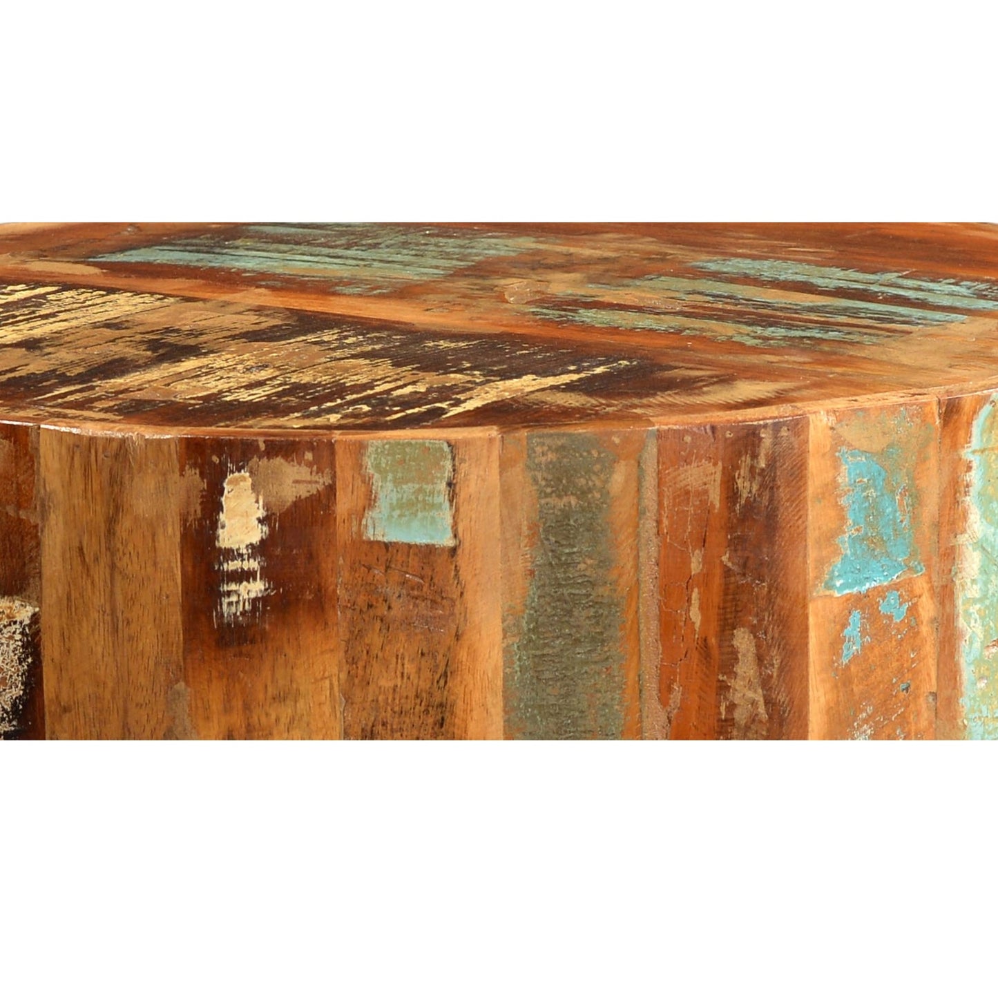 Seattle Reclaimed Wood and Metal Modern Drum Side Table