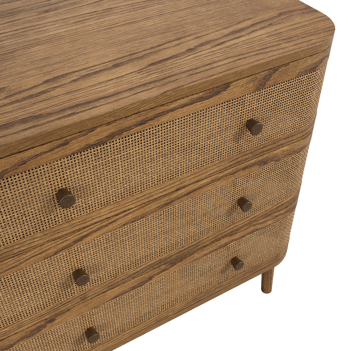 Pasadena Natural Wood and Rattan Storage Chest 3 Drawers