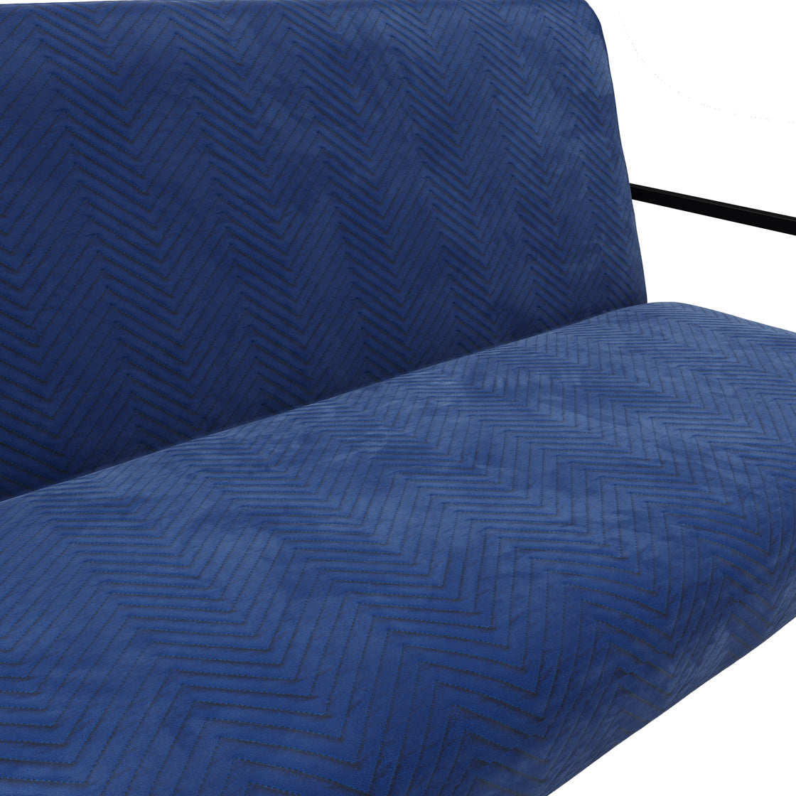 London Blue Velvet 2 Seater Sofa Black Metal Legs