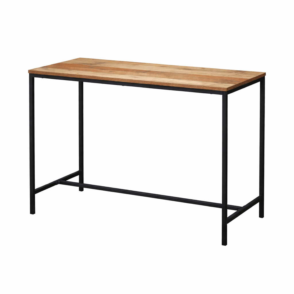 Lucan Oak Effect Distressed Desk Black Metal Legs