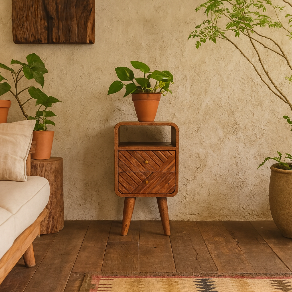 Alberobello Small Curved Mango Wood Bedside Table