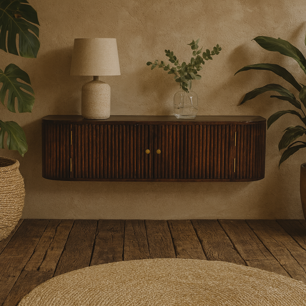 Positano Chestnut Mango Wood Wall Mounted Console Table