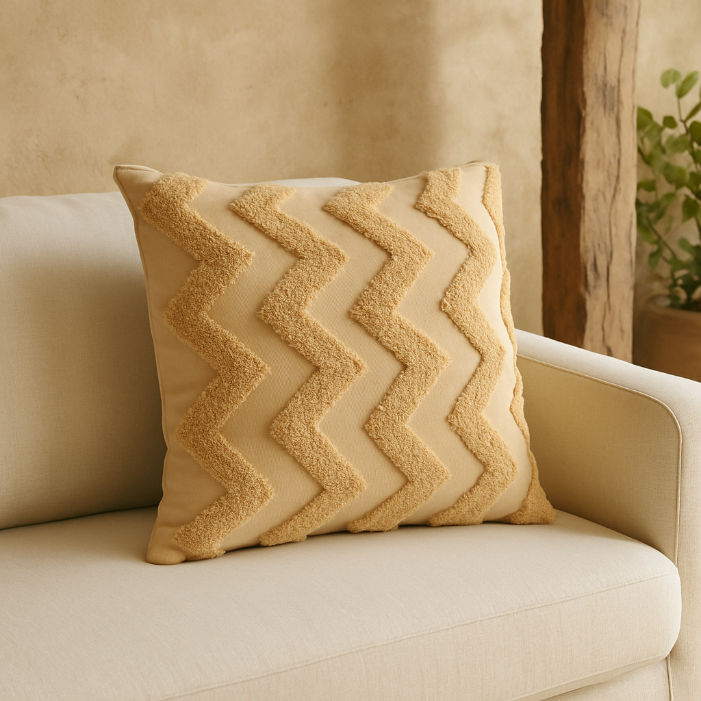 Set of 2 Rimini Soft Mustard Zig-Zag Cushion