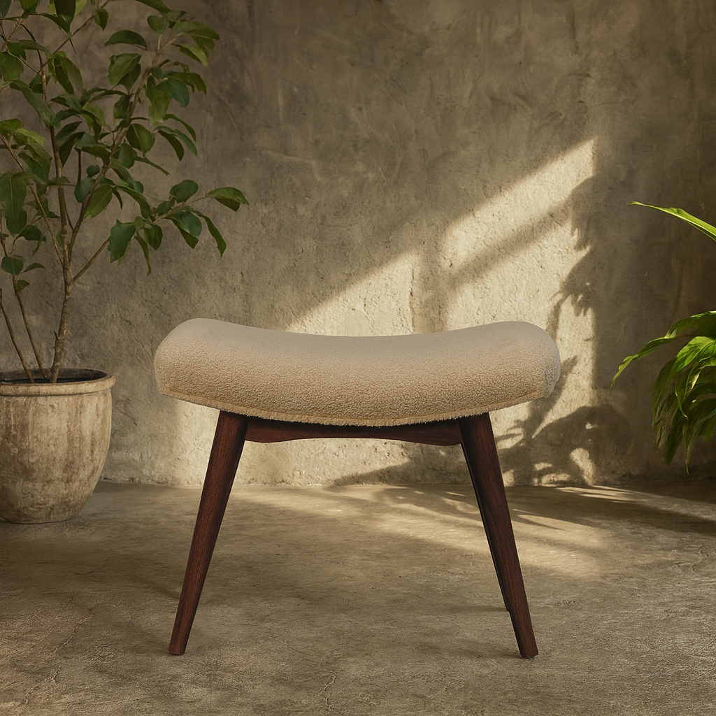 Bolzano Caramel Boucle Cream Curved Bench