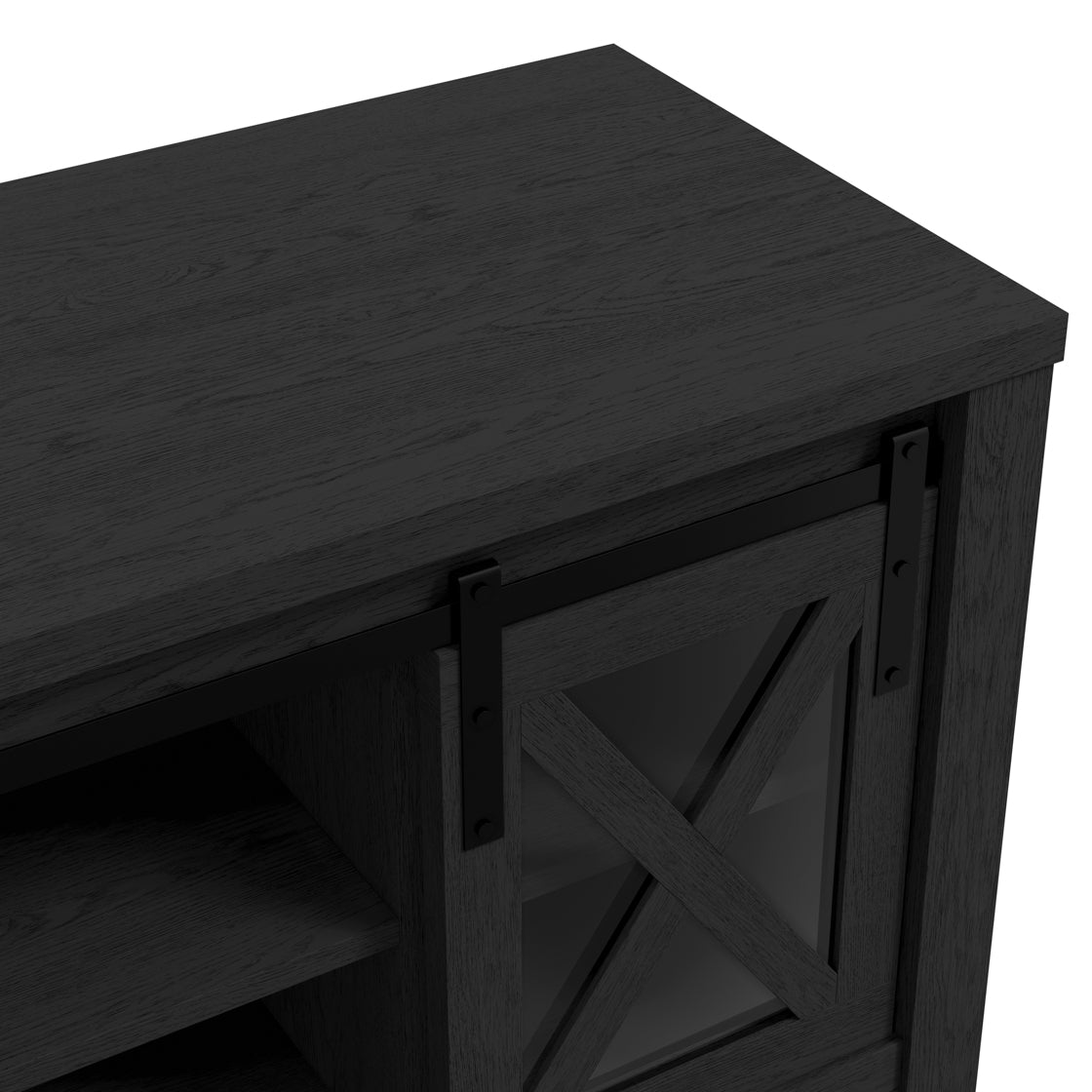 Denmark Black Wood and Glass TV Media Unit 2 Doors