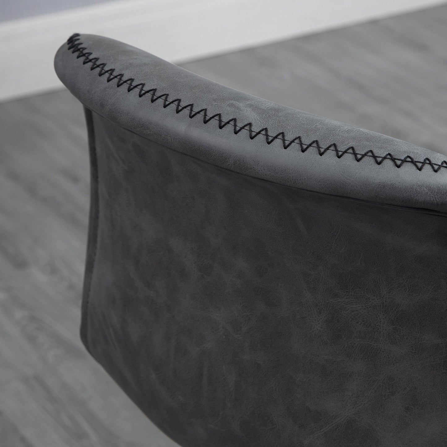 Moretta Faux Leather Dark Grey Bar Stools Set Of 2 With Backrest And Integrated Footrest
